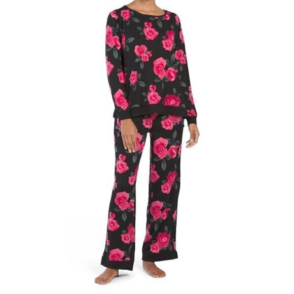 Christian Siriano Other - CHRISTIAN SIRIANO Casa Batllo Floral Wide Leg Pj Set Black | M